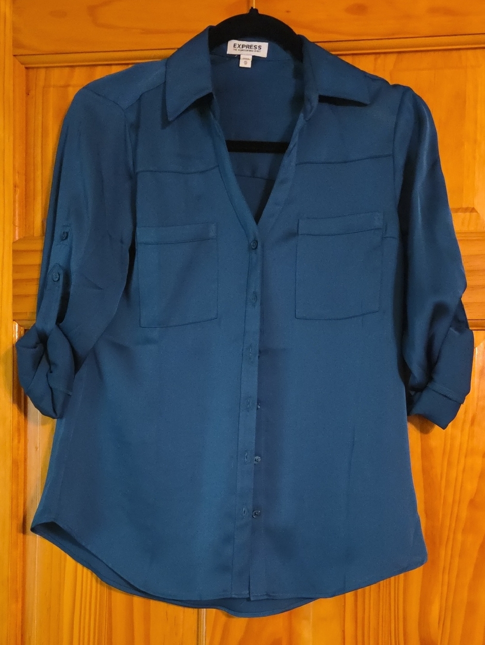 Express Green Roll-Tab Button Down Shirt